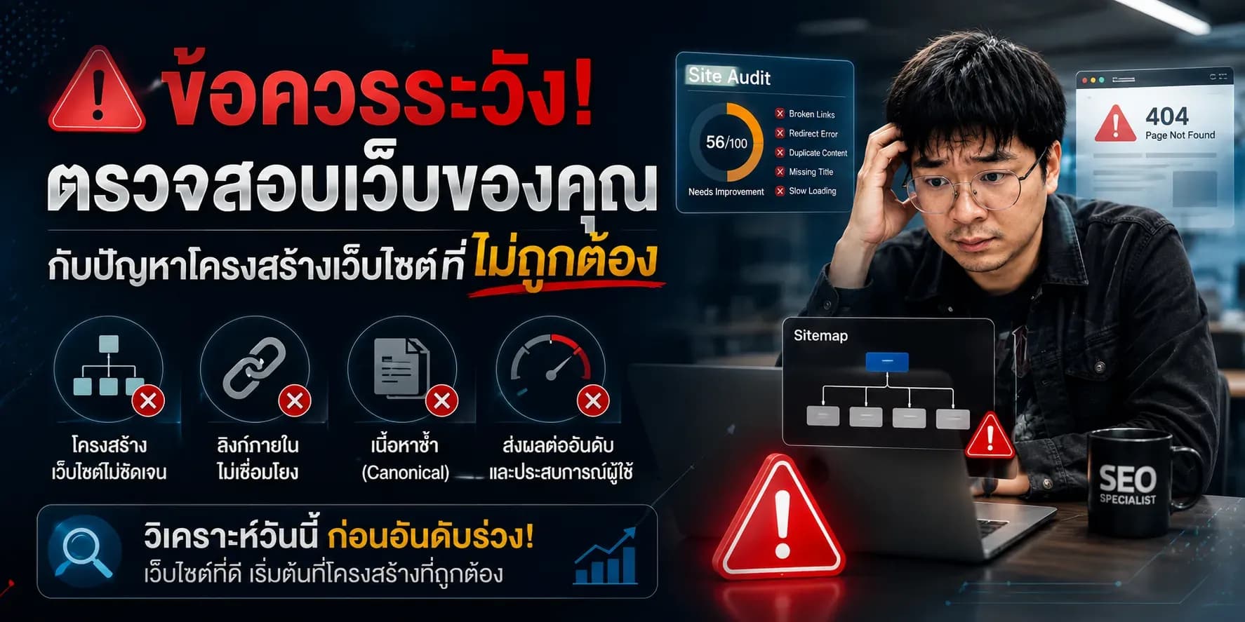 ข้อควรระวัง! ตรวจสอบเว็บของคุณ กับปัญหาโครงสร้างเว็บไซต์ที่ไม่ถูกต้อง