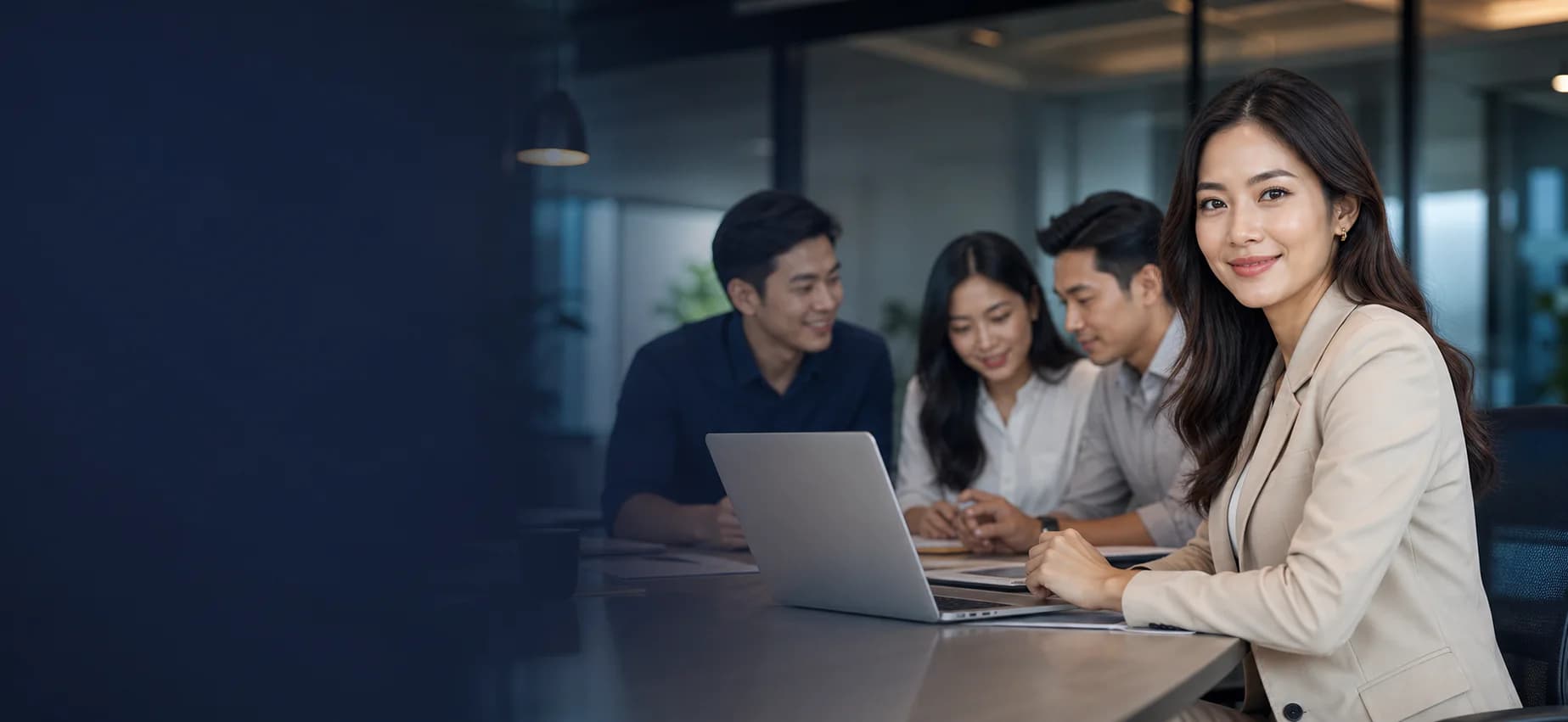 Thai business consultants planning a digital solution